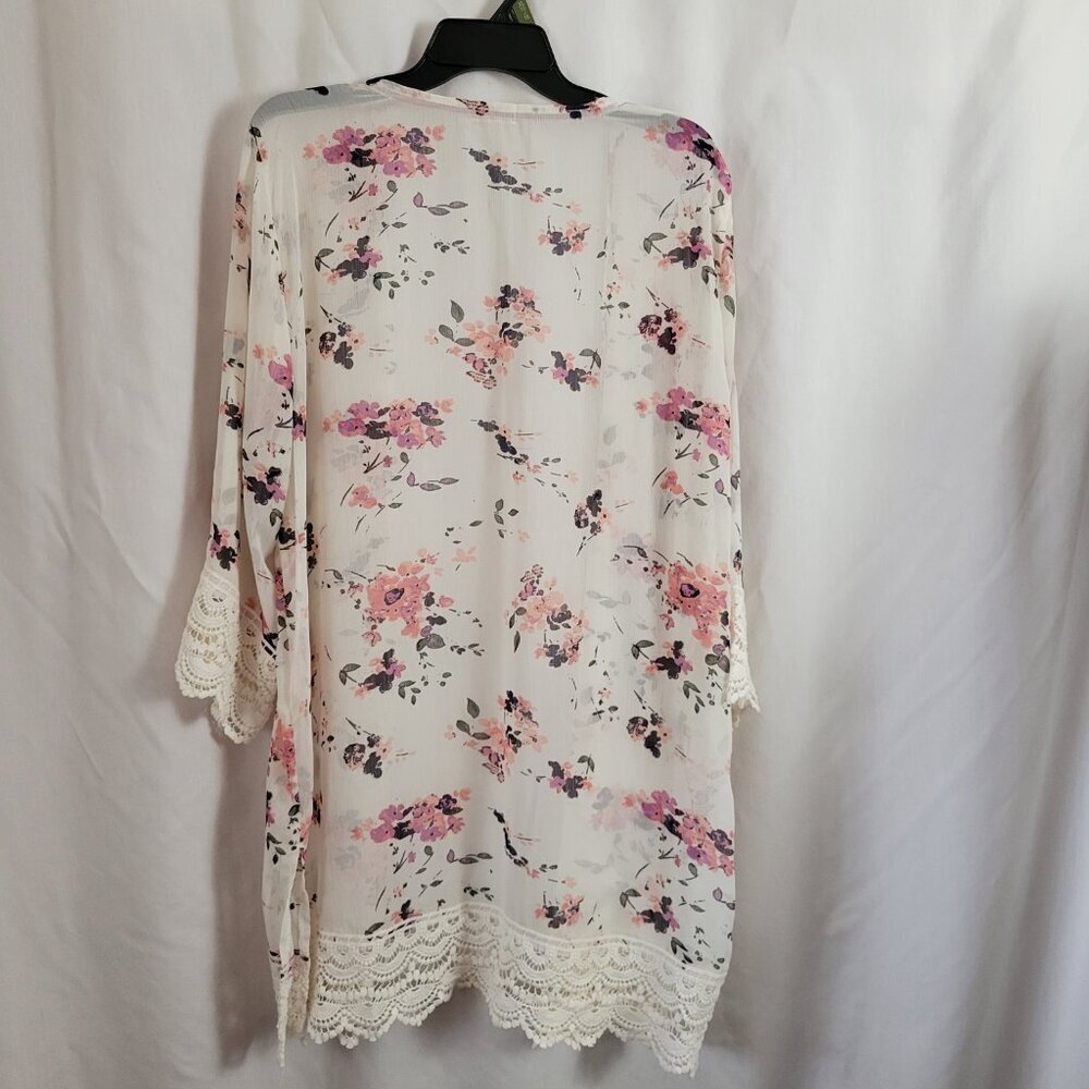 Mason & Belle Open Robe Flowy Cover Up Lace XXL feminine Sheer BOHO Chic Kimono - Picture 2 of 10
